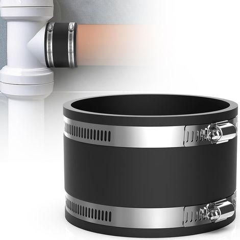 100-mm-Gummischlauch-Schutzhülle, flexible Gummiverschraubung mit Edelstahlklemmen für PVC-Rohre, Lüftungsrohre, Staubabscheider, Kohlefilter