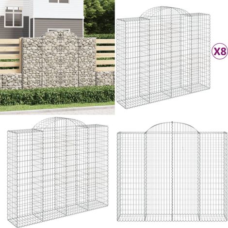 Gabionen mit Hochbogen 8 Stk. 200x50x160/180cm Verzinktes Eisen - Gabionen - Gartenzaun - Gartendeko - Gartengestaltung - Stauraum - Home & Living (1/5)