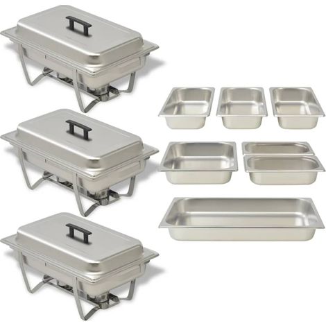 FIMEI Ensemble de chauffe-plats 3 pcs Acier inoxydable (1/5)