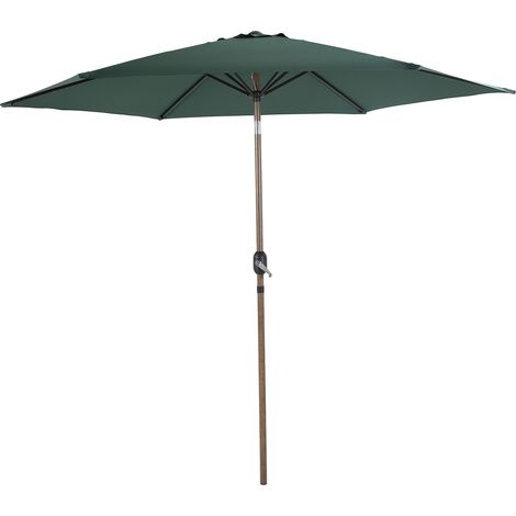 Axi Noor Parasol À Mât Central Rond, Ø 300 Cm, En Acier, Aspect Chêne/Vert - Sans Pied Pour Le Jardin / Terrasse Avec Structure Thermolaquée Pliable (1/5)