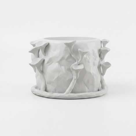 Pot de fleurs moderne blanc en forme de champignon, style artistique (1/3)