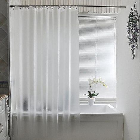 Rideau de douche transparent, matériau écologique EVA de qualité alimentaire, imperméable et indéformable, 200x200cm (1/3)