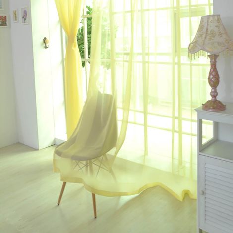 Rideau Voile - 200 cm x 80 cm - Filtrage Doux de la Lumière - Pour Porte et Fenêtre - Ensemble de 2 (1/2)