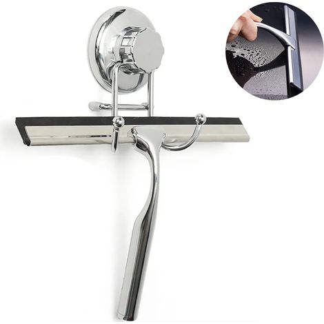 Raclette de douche/raclette à vitres en acier inoxydable avec lame remplaçable pour le nettoyage de la salle de bain, y compris les miroirs, les fenêtres et le verre.