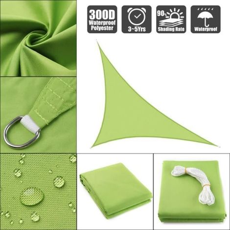 TEMPSA Voile d\'Ombrage -Toile Solaire Triangle- 300D Imperméable Vert 3x4x5 (1/4)