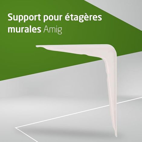 Amig - Support mural - Support en acier - 250x200mm - Blanc - Résistant jusqu'à 35kg - Corner pour étagères - Support de plateau - Facile à installer (1/4)