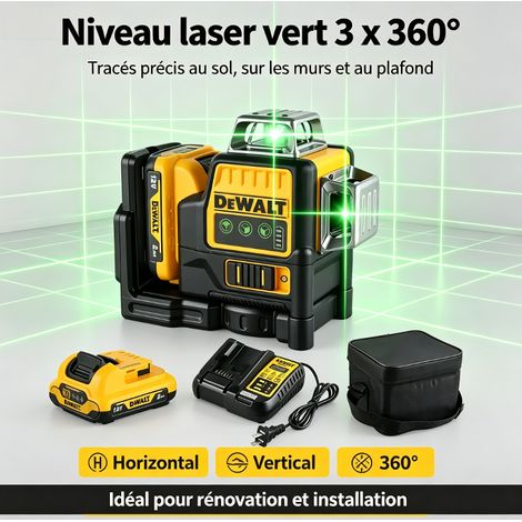 Niveau laser Dewalt DW089LG faisceau vert haute visibilité 50m, 16 lignes 360°, niveau auto-nivelant kit complet (1/5)