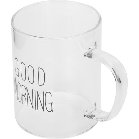 Tasse à café en verre transparent 350ML avec anse, idéale pour lait, eau ou boissons chaudes, accessoire de cuisine élégant. (1/5)