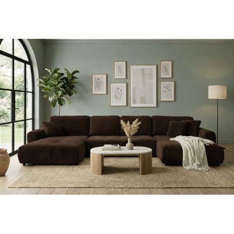 Wohnlandschaft mit Schlaffunktion BRUSK MAX Sofa in Stoff Kronos Dunkelbraun (1/5)