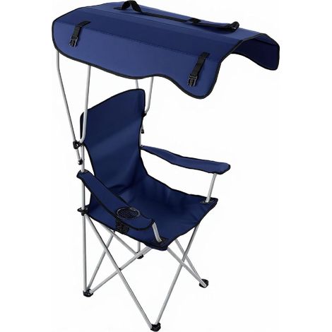 Portable Camping Chair for Beach Patio  Adjustable UPF 50+ Sunshade, Sturdy Steel Frame, 300 LBS Folding Chair for Outdoor Activities, Folds 39x6.2x6.2 Inches (1/5)