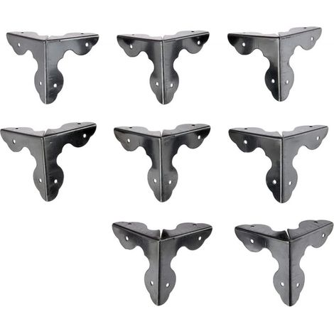 Lot de 8 protections d'angle de style antique avec vis, protection de coin d'armoire, protection de bord pour boîtier en bois, supports décoratifs, 33 mm, noir