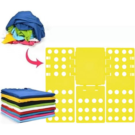 Planche à plier les t-shirts, structure stable et pratique, jaune, pour un gain de temps et un confort optimal. (1/5)