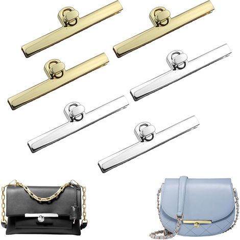 Lot de 6 fermoirs à tourniquet en alliage de zinc pour sacs, portefeuilles et pièces de monnaie, accessoires de loisirs créatifs (argent et or clair)