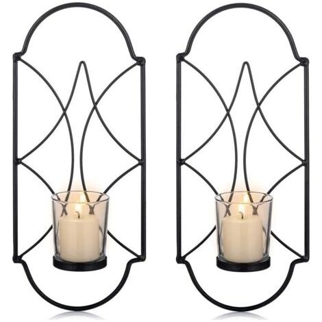 BUNTHAUS Lot de 2 bougeoirs, bougeoirs muraux pour bougies chauffe-plat-Ensoleillé (1/5)