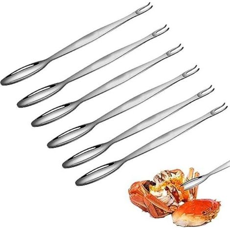 Seafood Fork Picks, 6pcs Long Stainless Steel Snail Forks, Crab Fork, Oyster Fork (1/5)