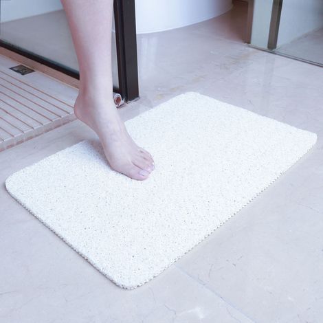 Tapis de douche en luffa souple blanc antidérapant PVC, 50 x 80 cm (anti-moisissure) (1/5)