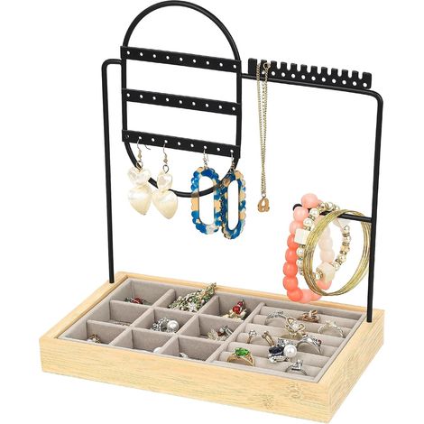 Présentoir à Bijouxs, Support Porte Bijoux Femme, Support Boucle d'oreille Cintre à Bijoux a Suspendre 23,3 x 13,8 x 28 cm (1/5)