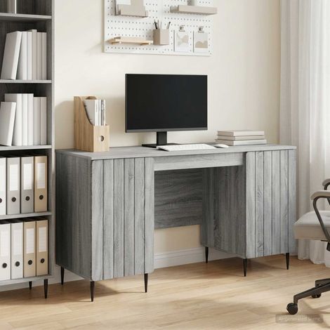 vidaXL Bureau Sonoma gris 142,5 x 50 x 75 cm Bois d'ingénierie (1/5)