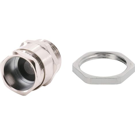 LAPP DIN-Verschraubung mit Einschnittdichtung und Gegenmutter PG13,5x1,41 Sechskant-Zwischenstutzen Messing (CuZn) vernickelt Gewindelänge 6,5mm - 1 Stück