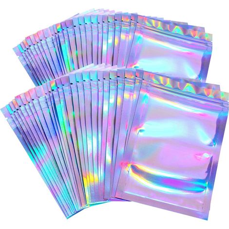 Sachet Fermable Anti-Odeur - Film Composite Aluminium - 7,5 x 10 cm - Pour Confiserie Cosmétique Bijoux - 100 Pièces