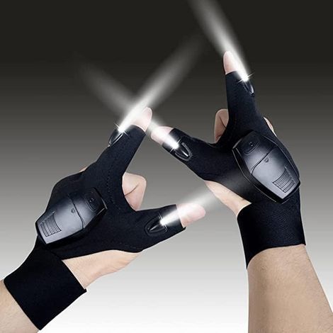 Gant avec lampe torche LED intégrée, gants lumineux mains libres, accessoire idéal pour les passionnés de pêche, les hommes, les pères et les maris, outils de réparation, de pêche et de camping. (1/5)
