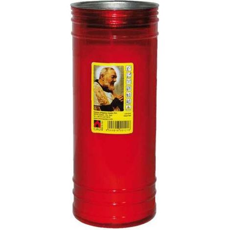 Cero Votivo Padre Pio Rosso Maxi 8X24