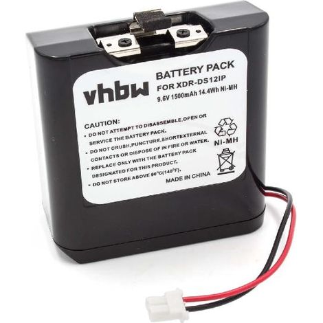 vhbw batteria compatibile con Sony RDP-V20IP, XDR-DS12iP, RDP-XF100iP casse, altoparlanti, speaker (1500mAh, 9,6V, NiMH) - Sostituisce NH-2000RDP