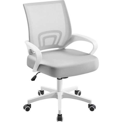 Yaheetech Chaise de Bureau en Maille Mesh Fauteuil de Bureau à Roulettes 360° avec Support Lombaire Fauteuil d'ordinateur Réglable en Hauteur Charge Maximale 136 kg Gris Clair