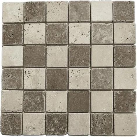 Mosaico Travertino - ALBEDO PIERRE - Noce Avorio - 30,5x30,5 cm - Uso Interno ed Esterno - Resistente