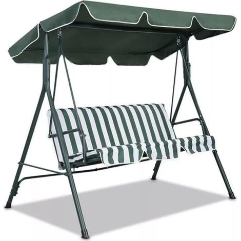 Housse de Remplacement pour Balancelle 3 Places, Bâche Toit Imperméable Anti-UV et Anti-Déchirure, Tissu Oxford 210D, 4 Coins Renforcés Contre le Vent, pour Jardin Terrasse, Vert (164 x 114 x 15 cm) (1/5)
