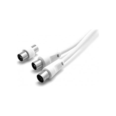 Cavo Antenna Tv Spina Presa Maschio/Femmina Iec 75 Ohm - 2 Mt (9/28W) Bianco