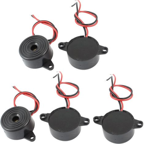 5 Pcs DC 3-24V 85dB Son Alarme Électronique Buzzer Noir 23 x 12mm (1/5)