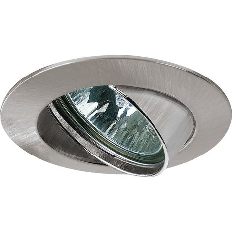 PAULMANN - SET 4 FARETTI LED DA INCASSOORIENTABILI - ROTONDI IN FERRO SPAZZOLATO - GU5.3 / 140W (1/2)