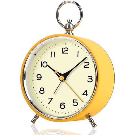 Réveil Analogique - Design Rétro Avec Veilleuse Jaune - Fonction Snooze - Alimentation Pile AA - Pour Chambre Bureau Table De Chevet - 1 Pièce (1/5)