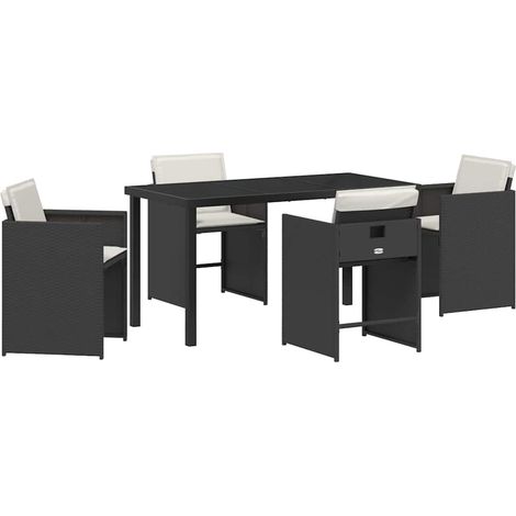Maison Exclusive - Conjunto de Comedor de Jardín 5 pcs Negro ratá (1/5)