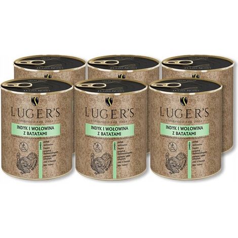 Luger's Nassfutter für Hunde, Truthahn und Rind mit Süßkartoffeln, 6 x 800 g