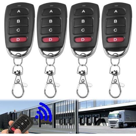 JiaJia AI-Télécommande Portail Universelle 433 MHz, Duplicateur à 4 Boutons, pour Porte de Garage Électrique, Lot de 4 (1/5)
