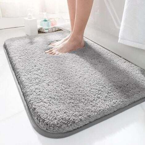 Non-slip, soft, water-absorbent, microfiber, for the bathroom, machine washable, for bathtub, shower and bathroom, dark gray (1/4)