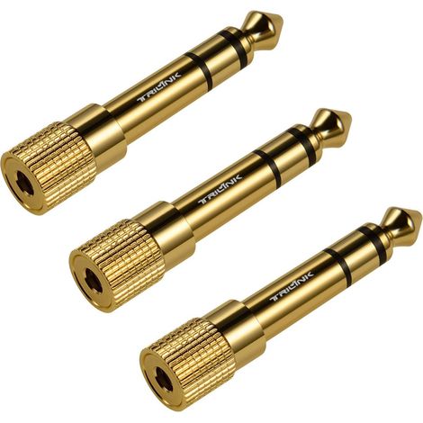 Adaptateur Audio Jack 6.35 mm Mâle à 3.5 mm Femelle Stéréo Jack Plaqué Or Lot de 3 (1/5)