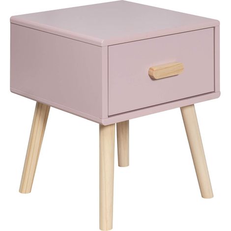 Comodino Mobili Rebecca Enotera 44x35x35 MDF Pino Rosa Marrone Scandinavo Parzialmente Montato