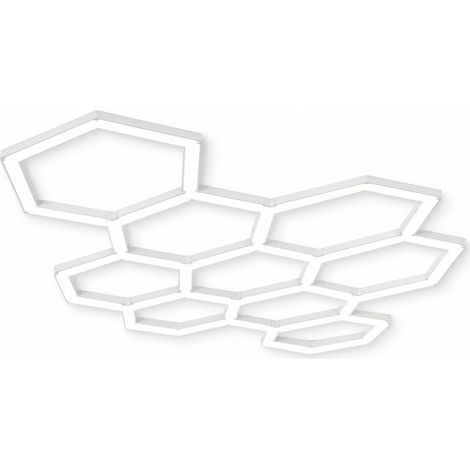 Éclairage Garage LED Hexagonal 320W, Plafonnier LED Nid d’Abeille HC-6640-440, Lampe de Plafond Atelier 40 Tubes LED pour Garage, Lavage Auto, Detailing, Car Wash et Showroom Auto