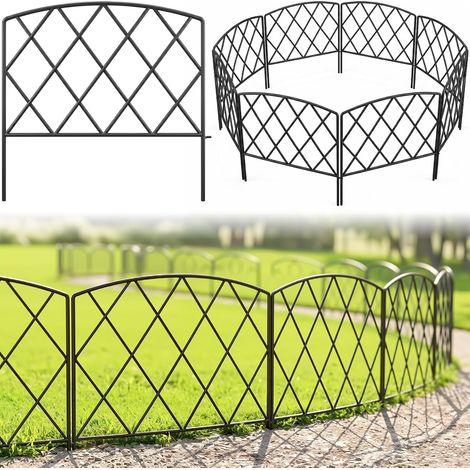 Clôture Décorative en Métal, 61 cm x 61 cm x 5 pieces Barrière de Jardin pour Chiens, Installation sans Creuser (Classique) (1/5)
