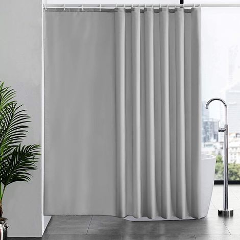 c Rideau de Douche avec 16 Crochets,Anti Moisissure,Extra Large,Tissu en Polyester, Imperméable,Rideaux Baignoire pour Salle de Bain,Lavable en Machine,Gris,240 x 180 cm (1/5)