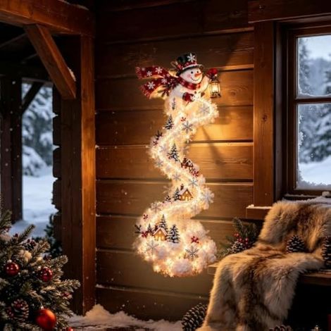 Applique Murale Cascade de Noël avec Bonhomme de Neige LED,Rouge (1/5)