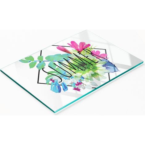 Dekorative Glasplatte mit Grafiken zum Servieren von Sommersnacks, 80 x 52 cm (1/5)