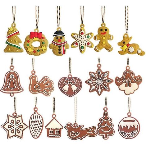 17 décorations de Noël à suspendre, pendentif bonhomme en pain d'épice, mini décorations de Noël (1/5)