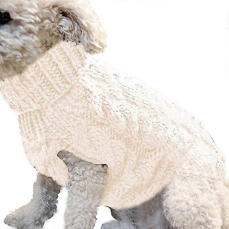 Suéter cálido para perros y gatos, ropa de invierno, cuello alto, tejido de punto, ropa para mascotas, gatos y cachorros, disfraz para perros pequeños, gatos y chihuahuas, chaleco blanco (1/5)
