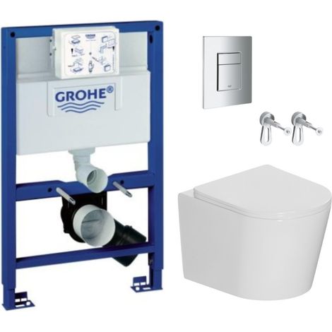 Grohe – Pack WC suspendu sans bride – Bâti-support Rapid SL – Abattant SoftClose – Plaque chrome – RSL082CETOR1 (1/5)