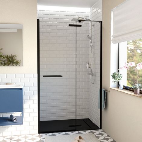 Swiss Aqua Technologies TGD NEW Duschtür 120x200cm schwenkbar Antikalk mit mattschwarzem Profil (SATTGDN120NIKAC)