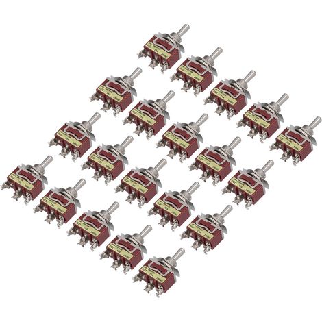 Lot de 20 commutateurs bascule 3 positions 3 vis 250V AC modèle E-TEN 1122 ABS inox contacts argent (1/5)